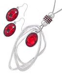 Red Acrylic Statement Pendant Necklace Set