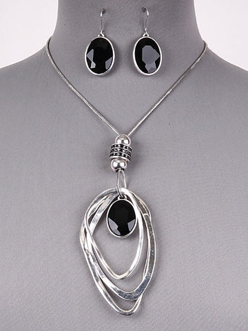 Tear drop Silver Necklace Set