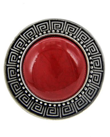 Red Antique Silver Tone Semi Precious Stone Cuff Bracelet