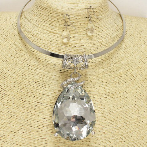 Sparkly Clear Choker Necklace Set