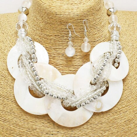 White Round Necklace Set