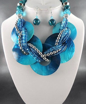 Royal Blue Circle Pearl Necklace Set