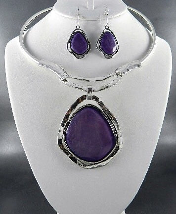 Purple Choker Necklace Set