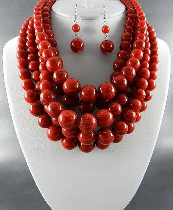 Red Pearl Necklace Set