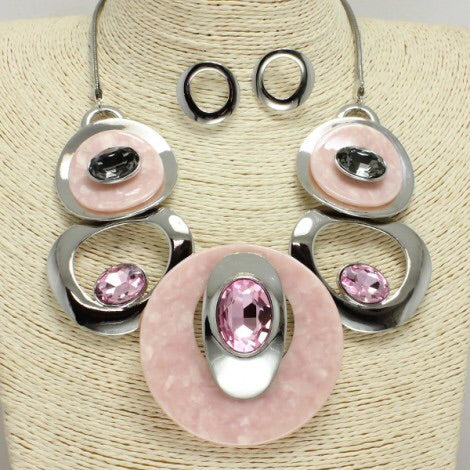 Pink Circle Necklace Set