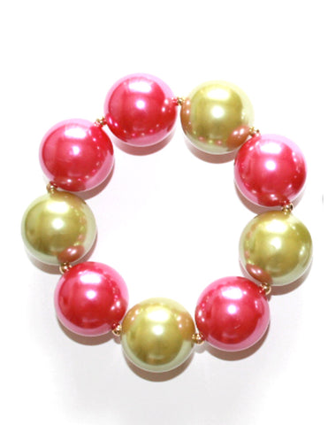 Pink and Green Pearl Necklace Set