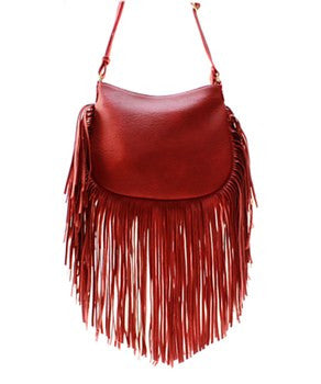 Trendy Red Fringe Messenger Bag