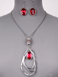 Red Acrylic Statement Pendant Necklace Set