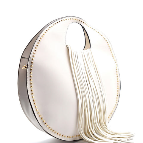 White Fringe Satchel